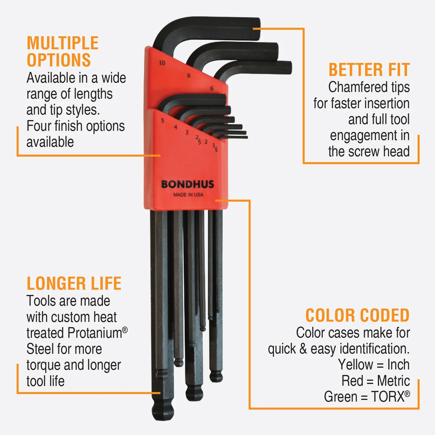 BONDHUS BLX9M BallEnd Hex Key 9pcs Set - Image 3
