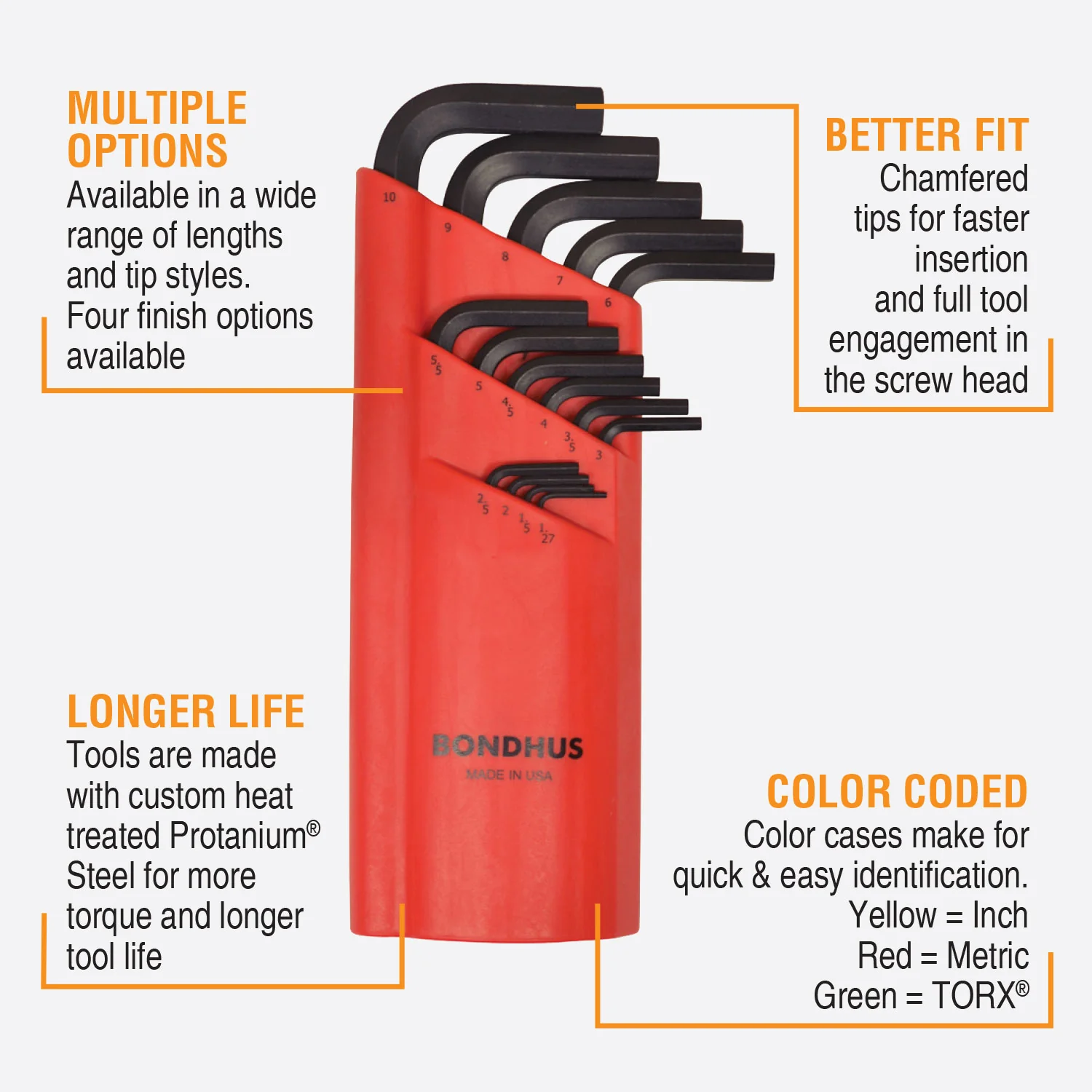 BONDHUS BLX15M BallEnd Hex Key 15pcs Set - Image 3