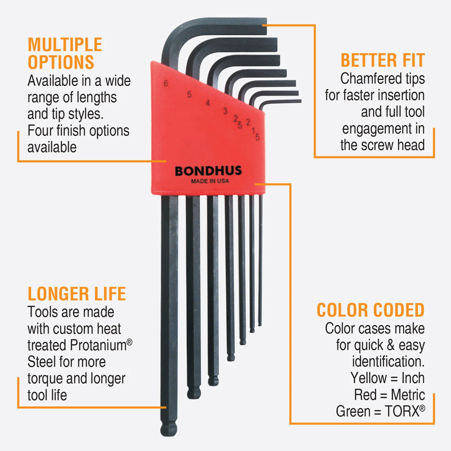 BONDHUS BLX7M BallEnd Hex Key 7pcs Set - Image 3