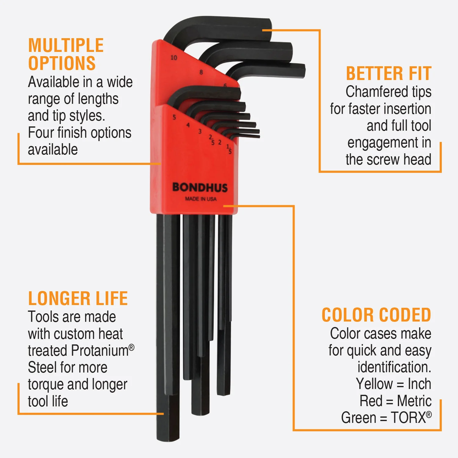 BONDHUS HLX6M Hex Key 6pcs Metric Set - Image 2