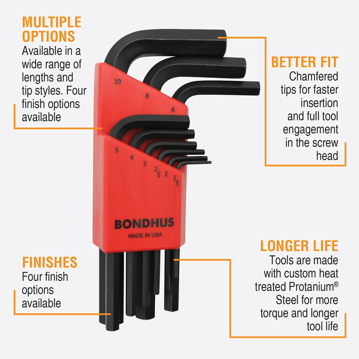 BONDHUS HLX15M Hex Key 15pcs Metric Set - Image 2